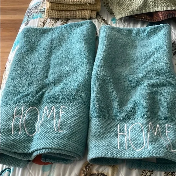 Rae Dunn Teal Home Hand Towel - 2 - Picture 3 of 3